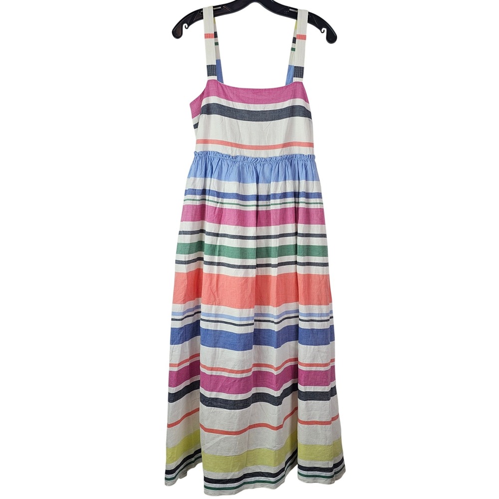 Gap Womens XS Multi Color Striped Sleeveless Maxi Dress Pockets Smocked Back